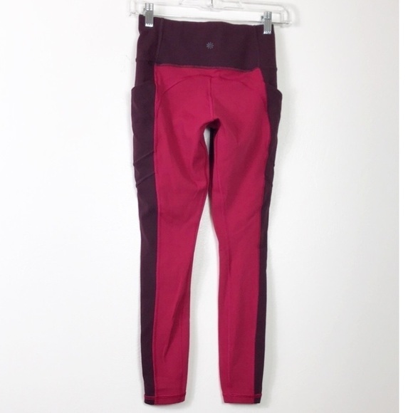 Athleta All in Structure Tights Leggings 7/8 Women XXS  Burgundy Pink Inseam 25” - Picture 3 of 16
